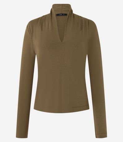 Blusa en Viscosa con Escote V y Cutout en el Hombro 5