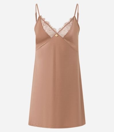 Camisón en Microfibra Satinada con Detalle de Encaje 4