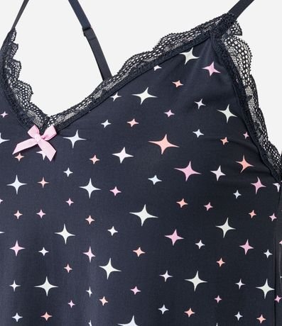 Pijama Short Doll en Microfibra con Encaje y Estampa Brillos 5