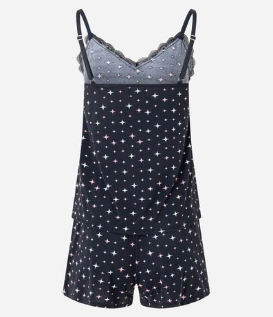 Pijama Short Doll en Microfibra con Encaje y Estampa Brillos 6