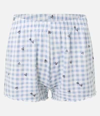 Pijama Short Doll en Punto con Estampa de Cuadros Vichy con Mini Corazones 7