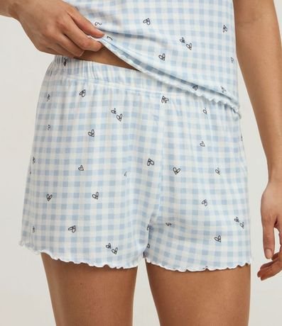 Pijama Short Doll en Punto con Estampa de Cuadros Vichy con Mini Corazones 3
