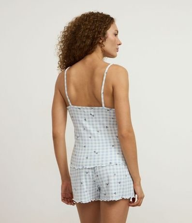 Pijama Short Doll en Punto con Estampa de Cuadros Vichy con Mini Corazones 4