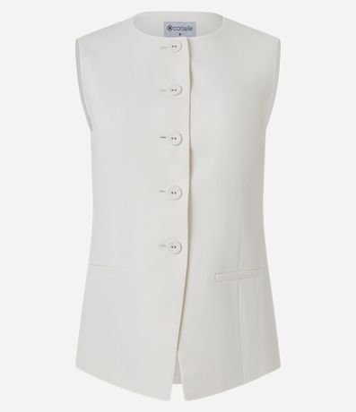 Chaleco Largo con Cuello Redondo y Botones Forrados 6