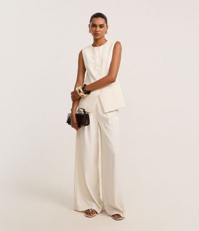 Chaleco Largo con Cuello Redondo y Botones Forrados 2