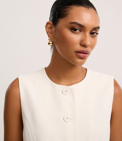 Chaleco Largo con Cuello Redondo y Botones Forrados 5