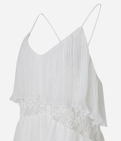 Vestido Evasê Midi en Chiffon con Superposición y Encaje Floral 8