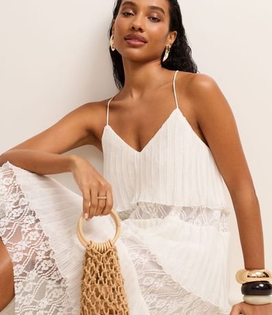 Vestido Evasê Midi en Chiffon con Superposición y Encaje Floral 6