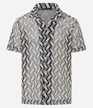 Camisa Comfort con Estampa Zig Zag Texturizada 4