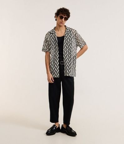 Camisa Comfort con Estampa Zig Zag Texturizada 2