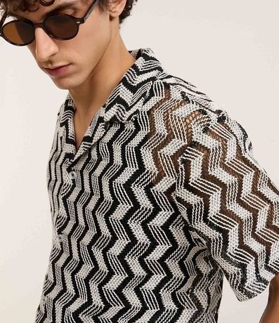 Camisa Comfort con Estampa Zig Zag Texturizada 3