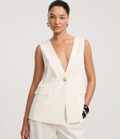 Chaleco Alargado Sastre en Viscosa con Lazo