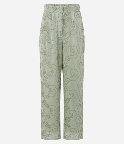 Pantalón Recto Sastre Cintura Alta con Bordado Bastrado 5