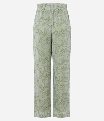 Pantalón Recto Sastre Cintura Alta con Bordado Bastrado 8