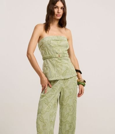 Pantalón Recto Sastre Cintura Alta con Bordado Bastrado 2