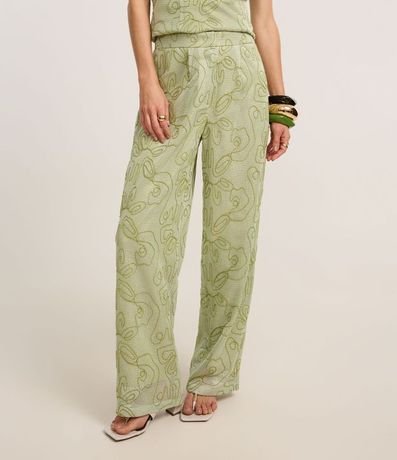 Pantalón Recto Sastre Cintura Alta con Bordado Bastrado 3