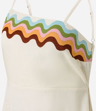 Vestido Long Midi en Viscolino con Escote Asimétrico y Estampa Tropical 2