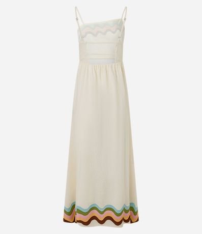 Vestido Long Midi en Viscolino con Escote Asimétrico y Estampa Tropical 3