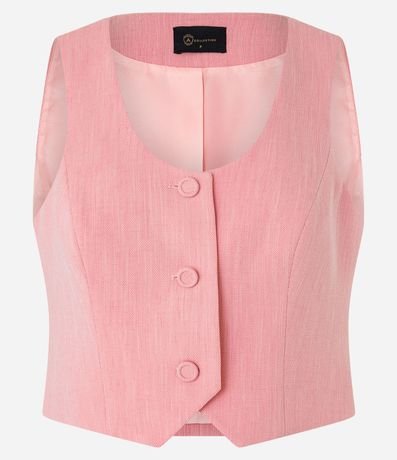 Chaleco Cropped Sastre con Textura y Botones 5