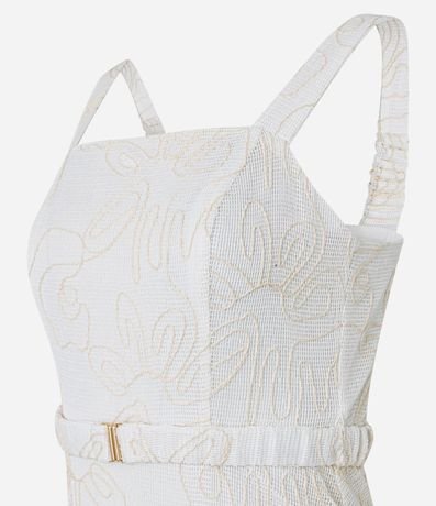 Vestido Evasê Midi con Escote Cuadrado y Bordado Abstracto 7