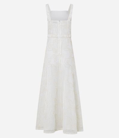 Vestido Evasê Midi con Escote Cuadrado y Bordado Abstracto 9