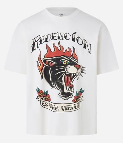 Remera Boxy en Algodón con Estampa Estilo Tatuagem y Lettering 6
