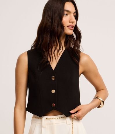 Chaleco en Crepé con Abotonado y Escote V