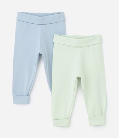 Kit 02 Calças Infantiles en Cotton con Cintura Dobrado - Talle RN a 18 meses 1