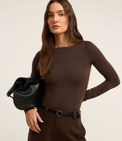 Blusa Regular en Poliamida con Escote Canoa