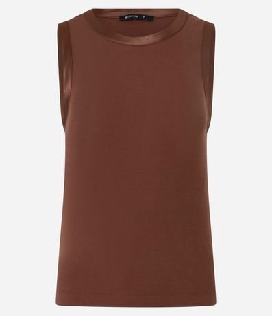 Blusa sin Manga en Punto de Viscosa con Detalle en Satén 5