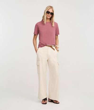 Blusa T-shirt en Algodón Desteñido con Manga corta 2