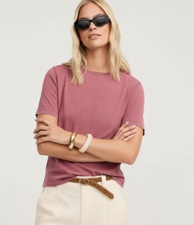 Blusa T-shirt en Algodón Desteñido con Manga corta 4