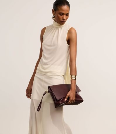 Pollera Midi en Crepé con Bajo de Efecto Volado 2