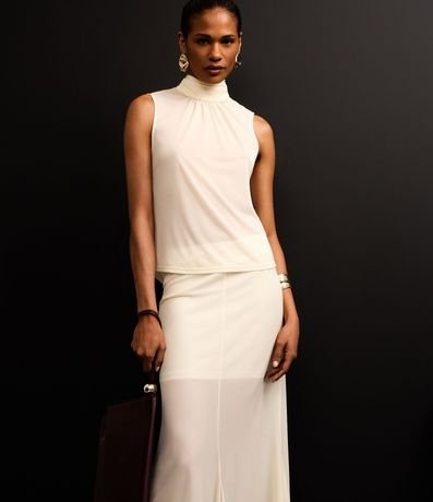 Pollera Midi en Crepé con Bajo de Efecto Volado 6