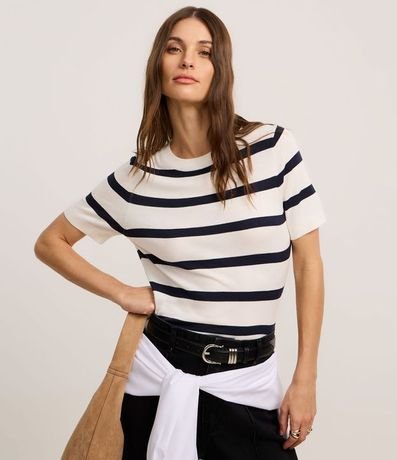 Blusa de Punto con Estampa a Rayas