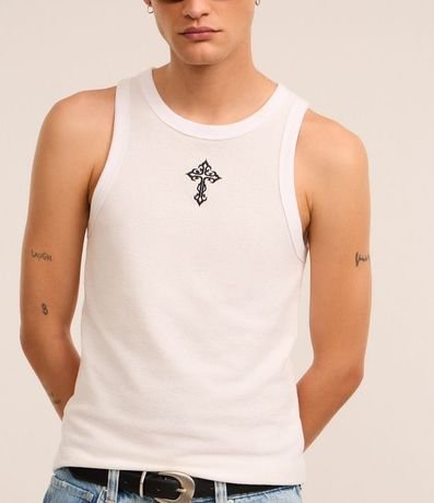 Musculosa Muscle en Algodón con Bordado de Criz Texturizada 3