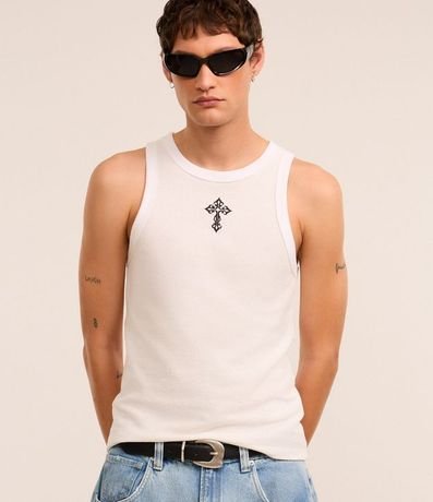 Musculosa Muscle en Algodón con Bordado de Criz Texturizada 4