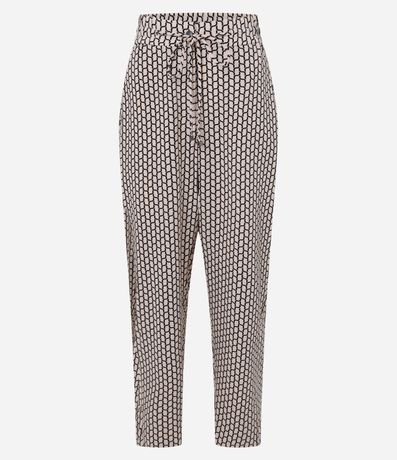 Pantalón Fluida en Crepé con Lazo y Estampado Geométrico 5