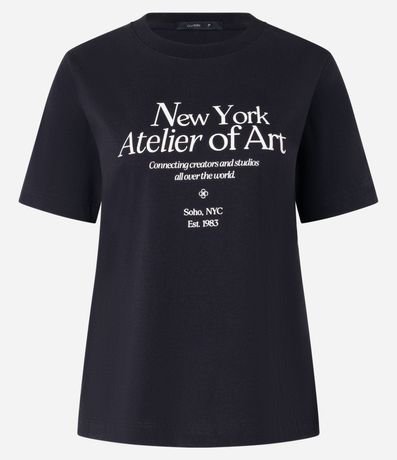 Remera Slim en Algodón con Estampa New York Atelier 5