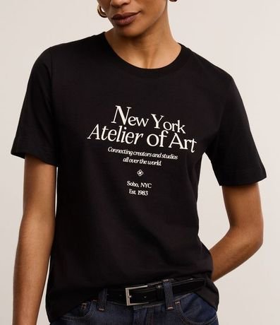 Remera Slim en Algodón con Estampa New York Atelier 4