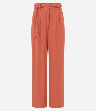 Pantalón Wide Leg en Viscolino con Pliegues y Cinturón Cuerda 6
