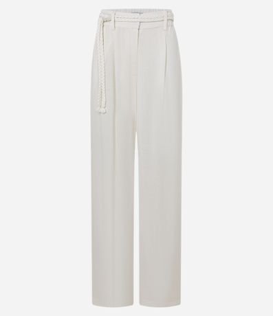 Pantalón Wide Leg en Viscolino con Pliegues y Cinturón Cuerda 5