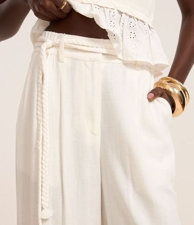 Pantalón Wide Leg en Viscolino con Pliegues y Cinturón Cuerda 4