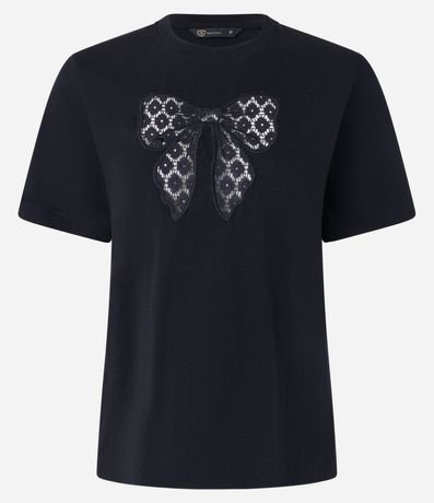 Blusa en Algodón con Lazo Cutout y Flores de Encaje 5