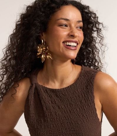 Vestido Largo Texturizado con Fruncido Lateral y nudo na Alça 3