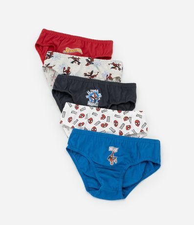 Kit 05 Calzoncillos Slip Infantil con Estampa del Hombre-Araña - Talle 2 a 8 años
