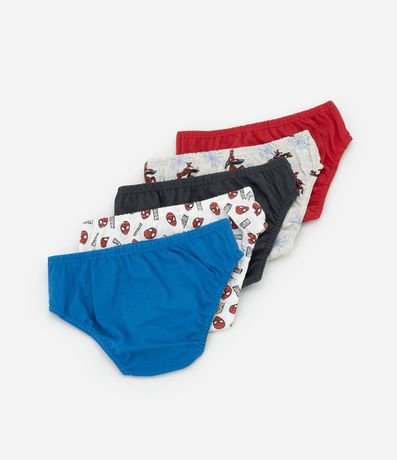 Kit 05 Calzoncillos Slip Infantil con Estampa del Hombre-Araña - Talle 2 a 8 años 2