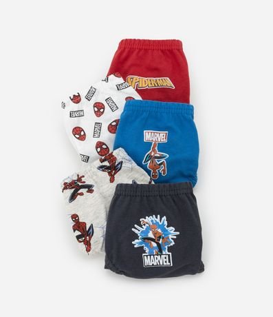 Kit 05 Calzoncillos Slip Infantil con Estampa del Hombre-Araña - Talle 2 a 8 años 3