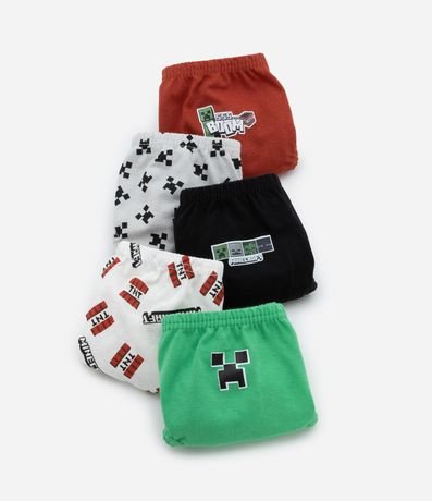 Kit 05 Calzoncillos Slip Infantil con Estampa Minecraft - Talle 4 a 14 años 3