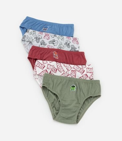 Kit 05 Calzoncillos Slip Infantil con Estampa Mini Heróis - Talle 2 a 6 años